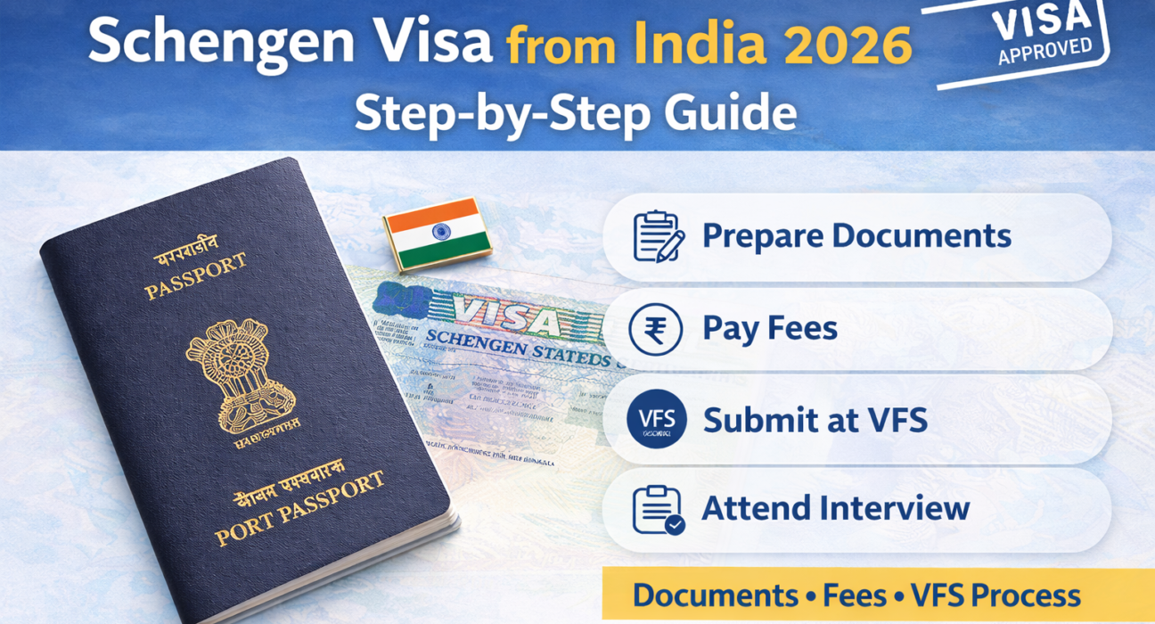 Schengen visa from India 2026 step by step guide documents fees VFS process