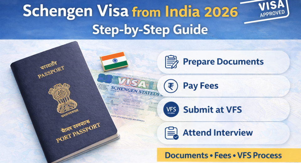 Schengen visa from India 2026 step by step guide documents fees VFS process